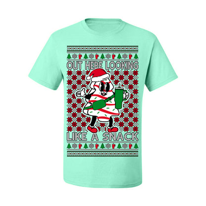 Out Here Looking Like a Snack, Funny Cute White Chocolate Sprinkles Holiday Trendy Millennial Christmas Cookie Ugly Christmas Sweater Ugly Christmas Men's T-Shirt