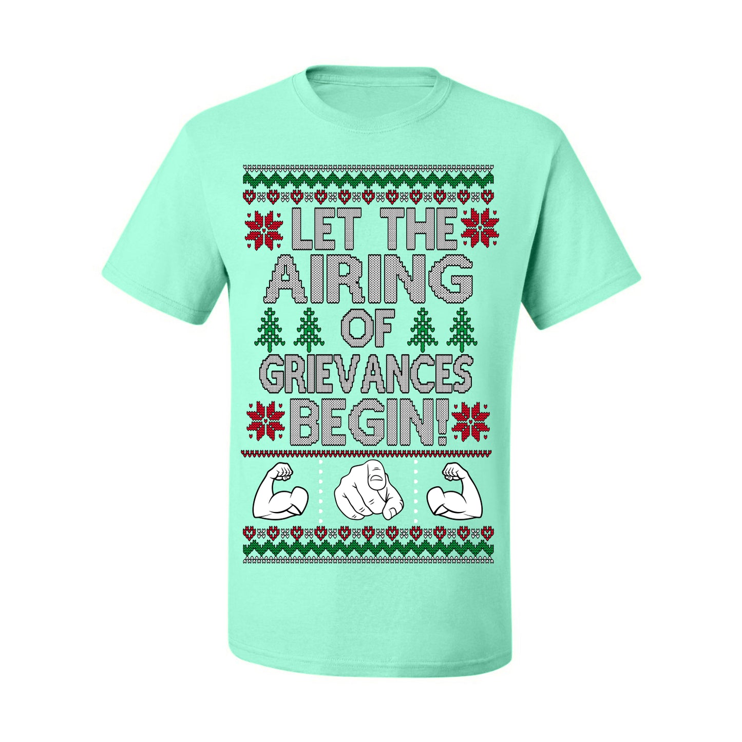 Let the Airing of Grievances Begin Funny TV Sitcom Festivus for the Rest of Us, Feats of Strength Iconic TV Quote Ugly Christmas Men's T-Shirt