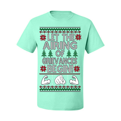 Let the Airing of Grievances Begin Funny TV Sitcom Festivus for the Rest of Us, Feats of Strength Iconic TV Quote Ugly Christmas Men's T-Shirt