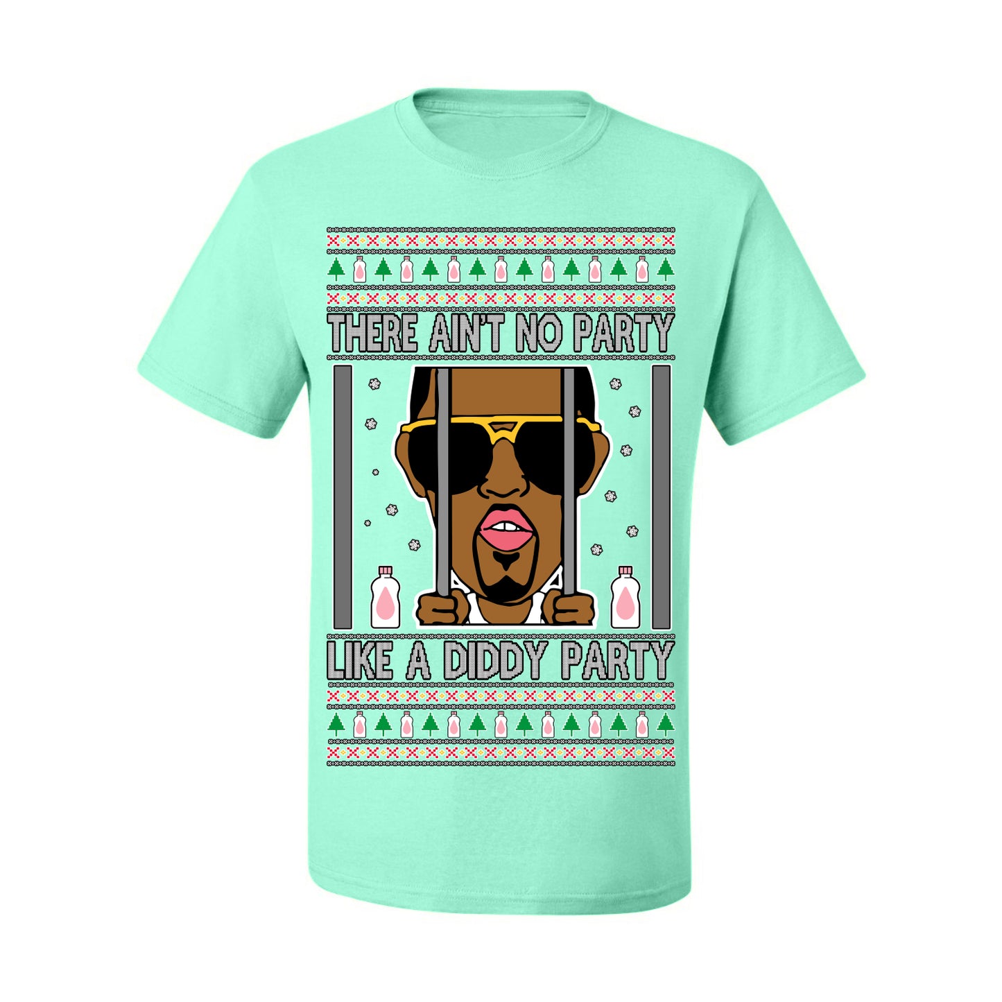There Ain't No Party Like a Diddy Party, Viral Meme Trendy Baby Oil Crazy Parties Funny Classic Ugly Christmas Sweater Ugly Christmas Men's T-Shirt