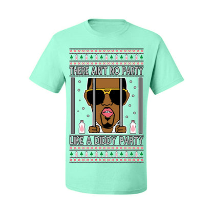 There Ain't No Party Like a Diddy Party, Viral Meme Trendy Baby Oil Crazy Parties Funny Classic Ugly Christmas Sweater Ugly Christmas Men's T-Shirt