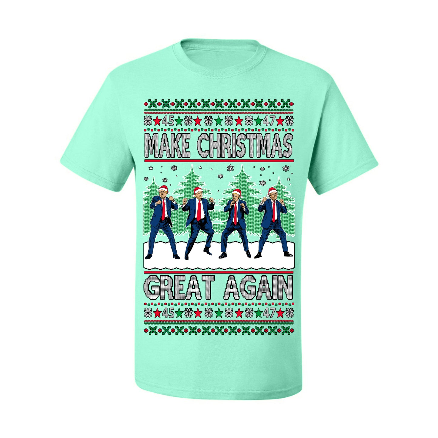 Make Christmas Great Again Shimmy Dance USA President Ugly Christmas Sweater Ugly Christmas Men's T-Shirt
