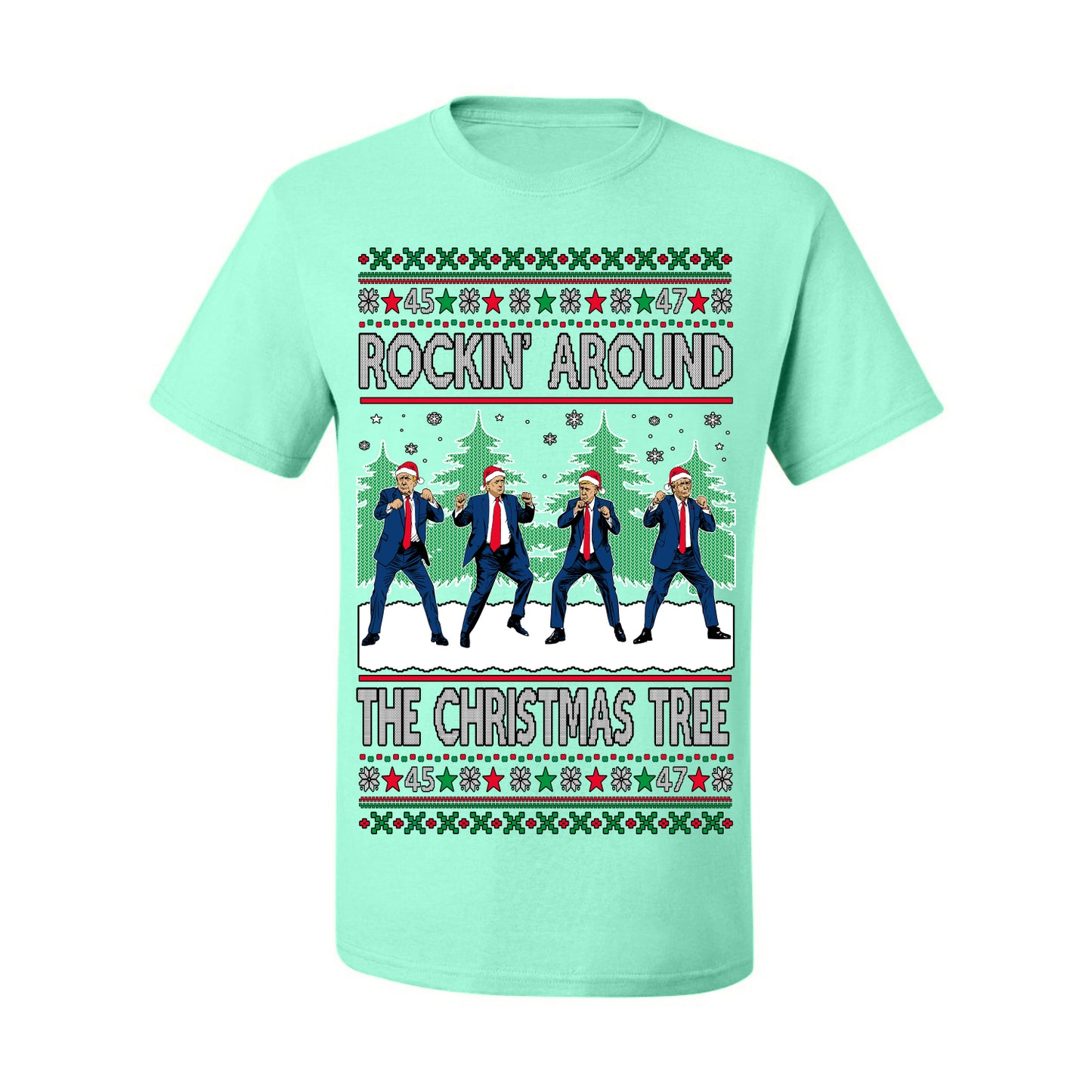 Rocking Around the Christmas Tree Trump Shimmy Dance Ugly Christmas Sweater Ugly Christmas Men's T-Shirt