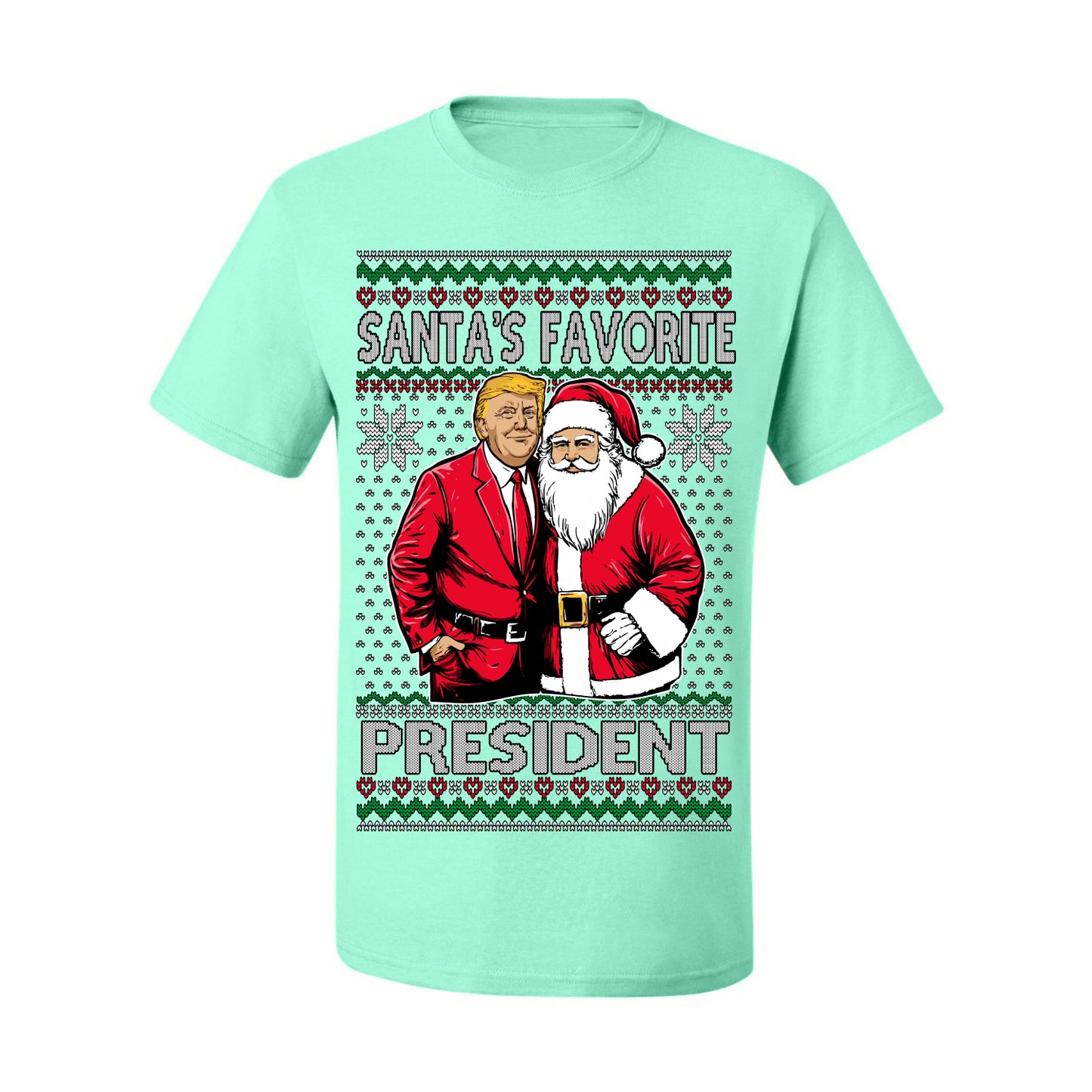 Santa's Favorite President Red Suit Trump, 47th USA President of the United States, Gift for Republicans Conservatives Ugly Christmas Sweater Ugly Christmas Men's T-Shirt