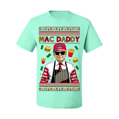 Mac Daddy Funny Viral Trump Meme, PA Fast Food Worker Chef Fries Burgers, 2024 MAGA Make America Great Again Ugly Christmas Sweater Ugly Christmas Men's T-Shirt
