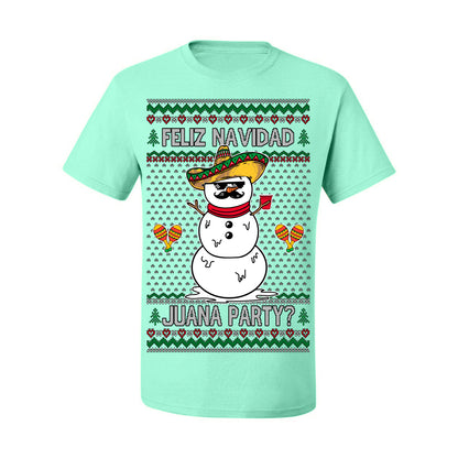 Feliz Navidad Juana Party? Funny Spanish Drinking Sueter Cerveza Ropa en Espanol Ugly Christmas Sweater Ugly Christmas Men's T-Shirt