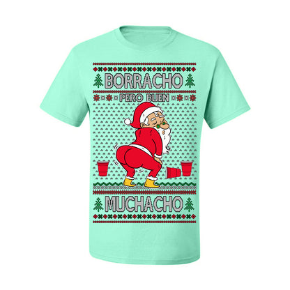 Borracho Pero Buen Muchacho Bebida Alcohol Drunk But a Good Boy, Espanol Ropa Sueter Navideno Cerveza, Funny Ugly Christmas Sweater Ugly Christmas Men's T-Shirt