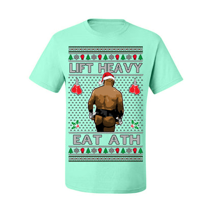 Lift Heavy Eat Ath Merry Chrithmith, Mike Tyson Butt Viral Weightlifting Lifting Boxing Fight Meme Men Women Funny Ugly Christmas Sweater Ugly Christmas Men's T-Shirt