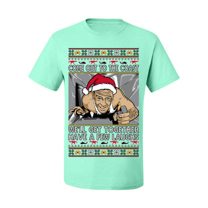 Come Out to the Coast Have a Few Laughs, Funny Die Hard Movie Scene Vent Lighter Quote McClane Nakatomi Plaza Xmas Party, Ugly Christmas Sweater Ugly Christmas Men's T-Shirt