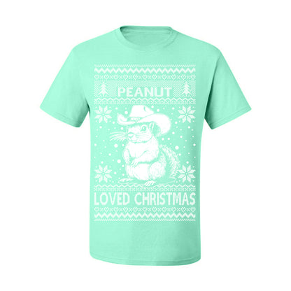 Peanut Loved Christmas, Funny Viral NYC New York Squirrel Meme Trending Save Our Pets Memes, Ugly Christmas Sweater Ugly Christmas Men's T-Shirt
