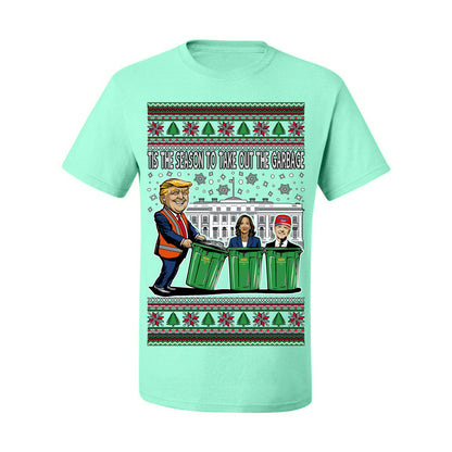 Tis the Season to Take Out the Garbage President Trump, 47th USA President of the United States, Gift for Republicans Conservatives Ugly Christmas Sweater Ugly Christmas Men's T-Shirt