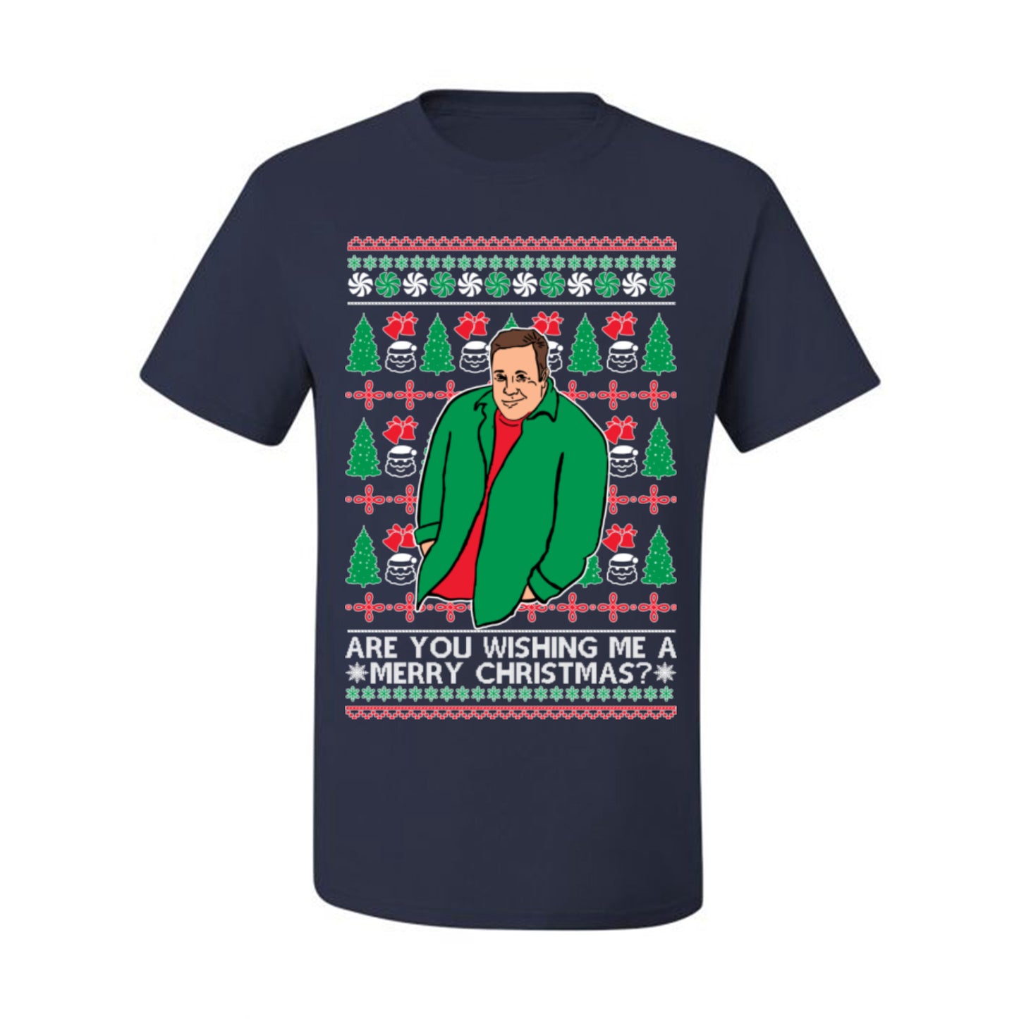 Are You Wishing Me a Merry Christmas? Funny Kevin Viral Shrug Shrugging Actor Meme Ugly Christmas Men's T-Shirt