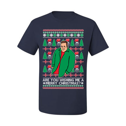 Are You Wishing Me a Merry Christmas? Funny Kevin Viral Shrug Shrugging Actor Meme Ugly Christmas Men's T-Shirt