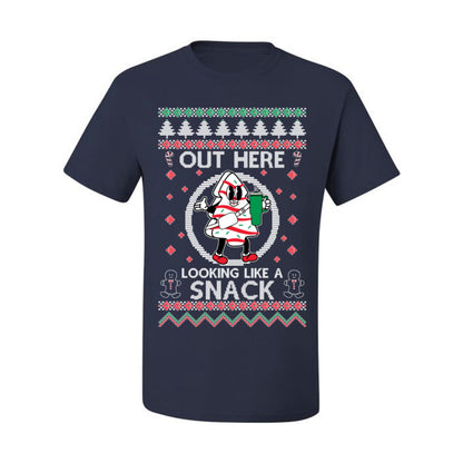 Out Here Looking Like a Snack, Funny Cute Xmas Peppermint Tree Gingerbread Cookie Meme Ugly Christmas Men's T-Shirt