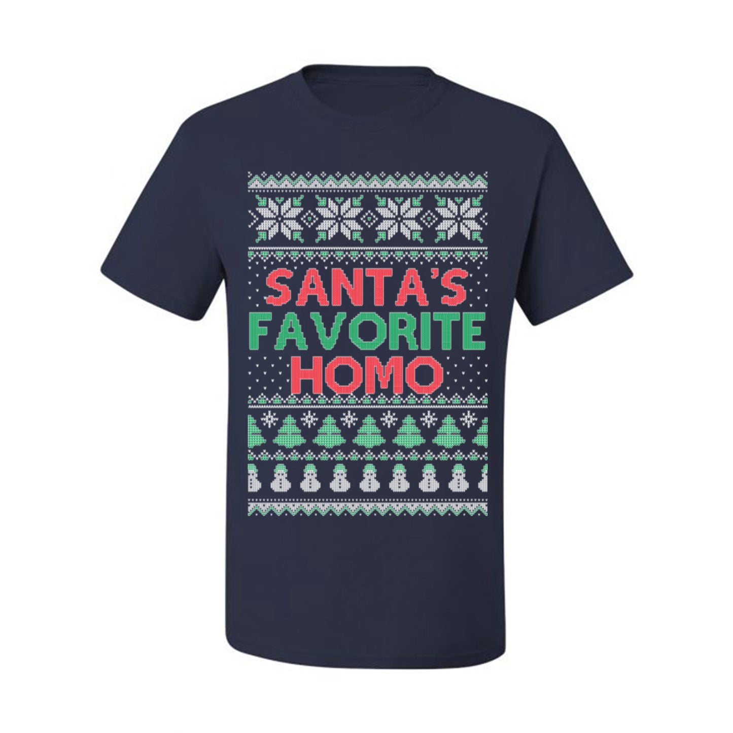Santa's Favorite Homo, Funny LGBT Pride Grey Greysexual Gay Lesbian Homosexual Bi Bisexual, Ugly Christmas Sweater Ugly Christmas Men's T-Shirt