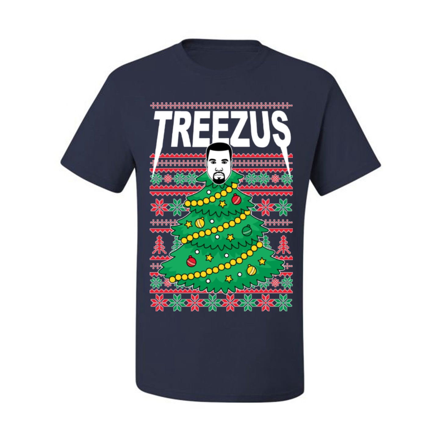 Treezus Funny Xmas Viral Meme Hip Hop Rapper Music Tour Merch, Tree Jesus Pun Joke Ugly Christmas Sweater Ugly Christmas Men's T-Shirt