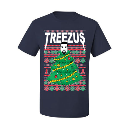 Treezus Funny Xmas Viral Meme Hip Hop Rapper Music Tour Merch, Tree Jesus Pun Joke Ugly Christmas Sweater Ugly Christmas Men's T-Shirt