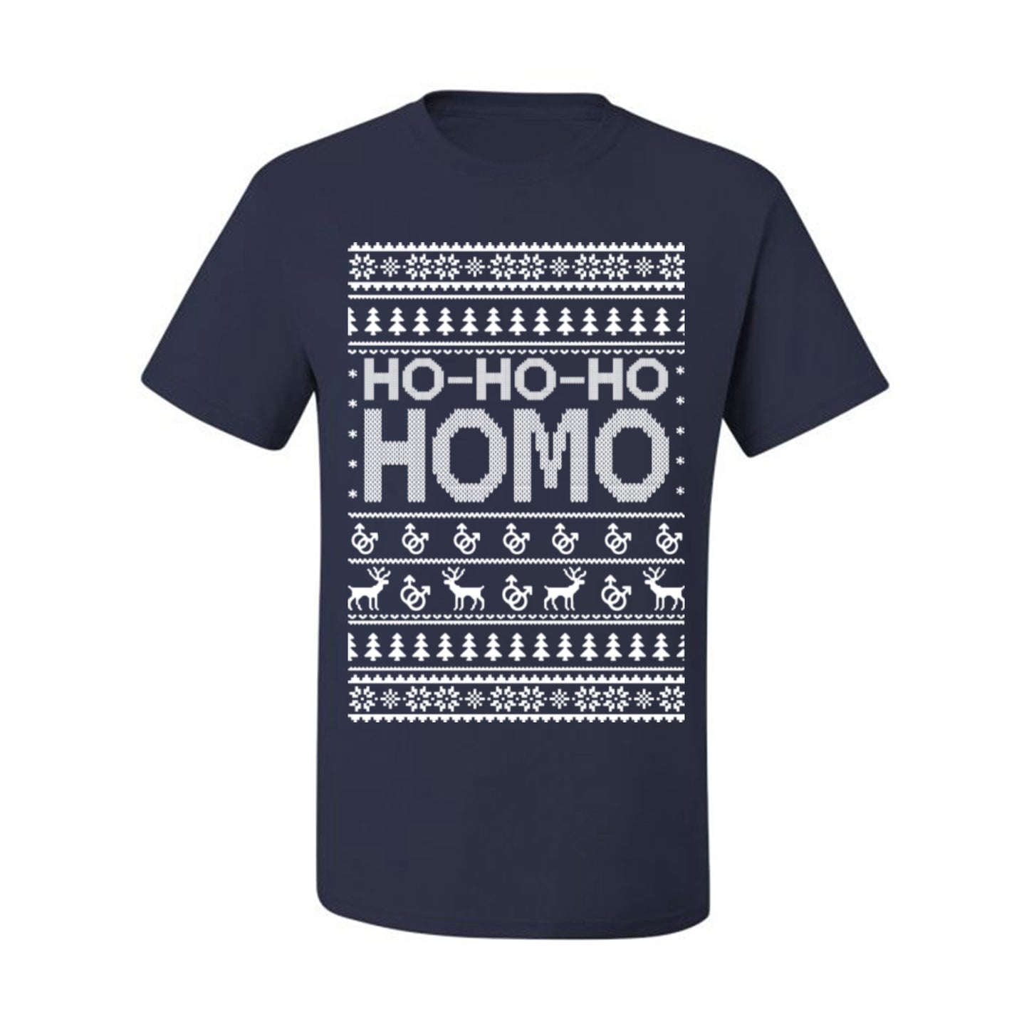 Ho Ho Ho Homo, Funny LGBT Pride Grey Greysexual Gay Lesbian Homosexual Bi Bisexual,  Ugly Christmas Men's T-Shirt