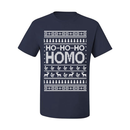 Ho Ho Ho Homo, Funny LGBT Pride Grey Greysexual Gay Lesbian Homosexual Bi Bisexual,  Ugly Christmas Men's T-Shirt