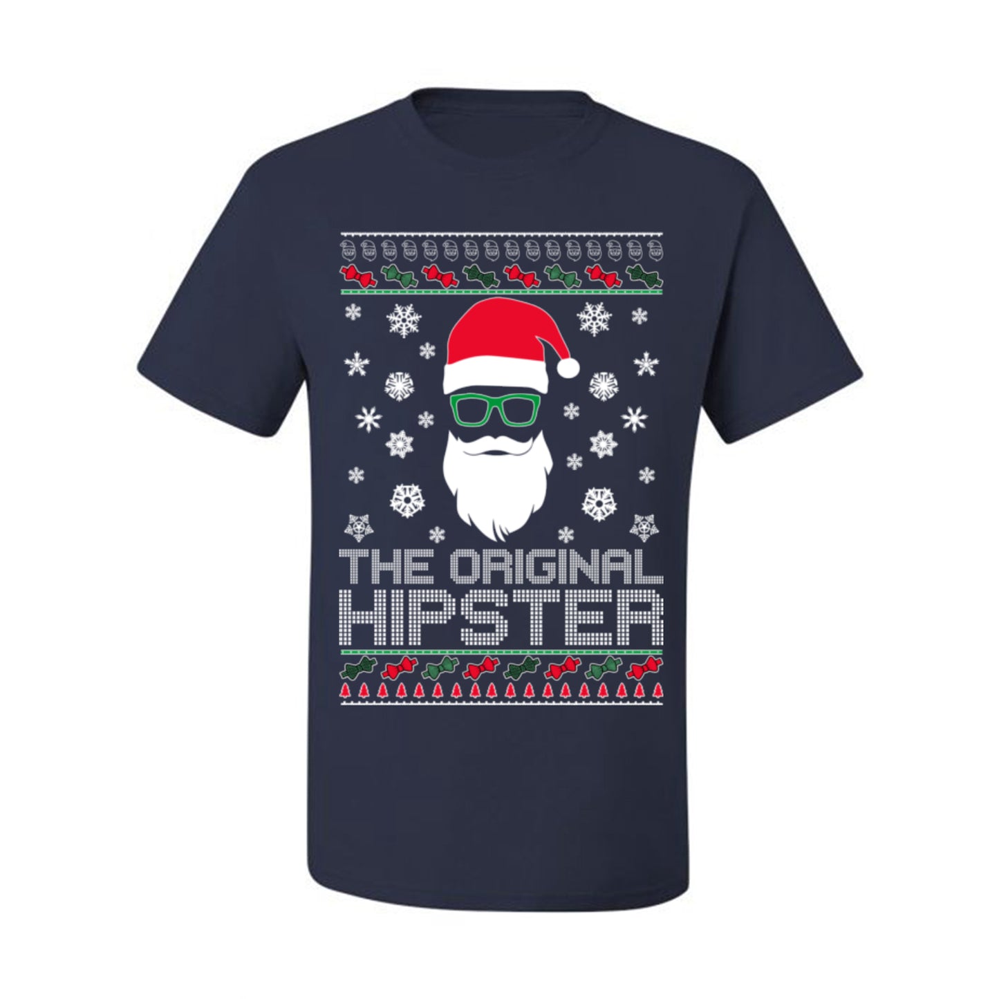 Santa Claus the Original Hipster, Funny IPAs Rim Glasses Hipsters Libs Viral Meme, Ugly Christmas Sweater Ugly Christmas Men's T-Shirt