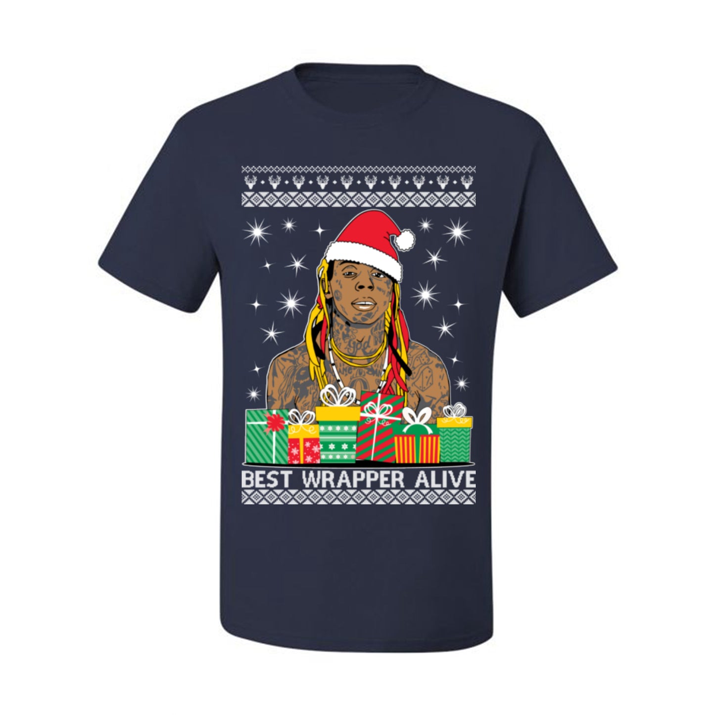 Best Wrapper Alive, Funny Hip Hop Music Tour Merch, Viral New Orleans NOLA Rapper Tune, Ugly Christmas Sweater Ugly Christmas Men's T-Shirt
