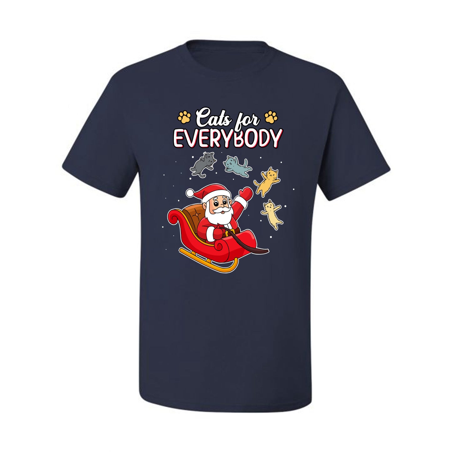 Cats for Everybody, Cute Santa Claus Santa's Sleigh Floating Space Cat  Ugly Christmas Men's T-Shirt