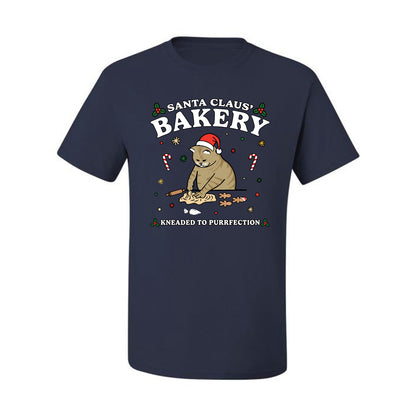 Santa Claus Bakery | Bread Kneaded to Purrfection, Funny Cute Cat Chef Baker Joke Ugly Christmas Men's T-Shirt