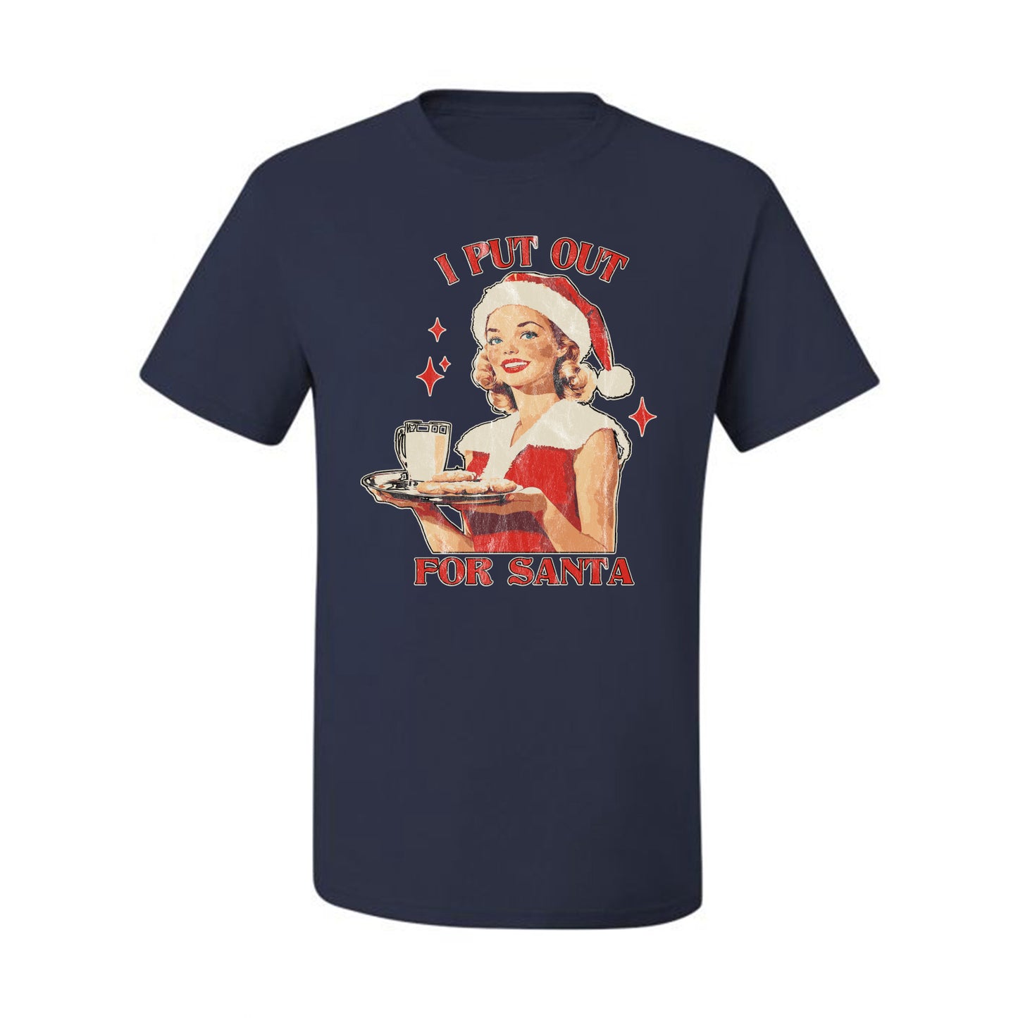 I Put Out For Santa | Funny Women Milk and Cookies Ugly Christmas Men's T-Shirt