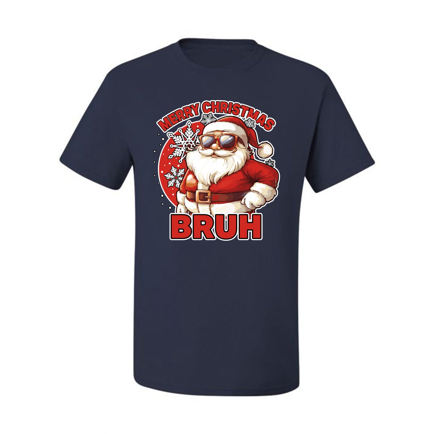 Merry Christmas Bruh | Funny Cool Santa Claus Sunglasses Trendy Hip Viral Meme Ugly Christmas Men's T-Shirt