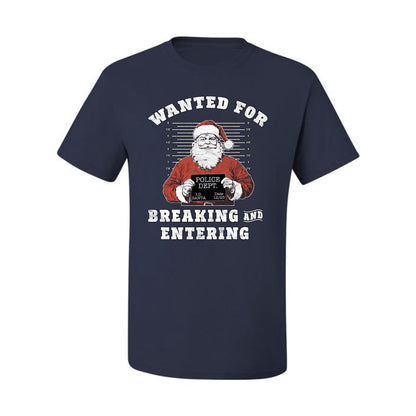 Wanted for Breaking and Entering | Funny Santa Claus Christmas Eve Police Mugshot Ugly Christmas Men's T-Shirt