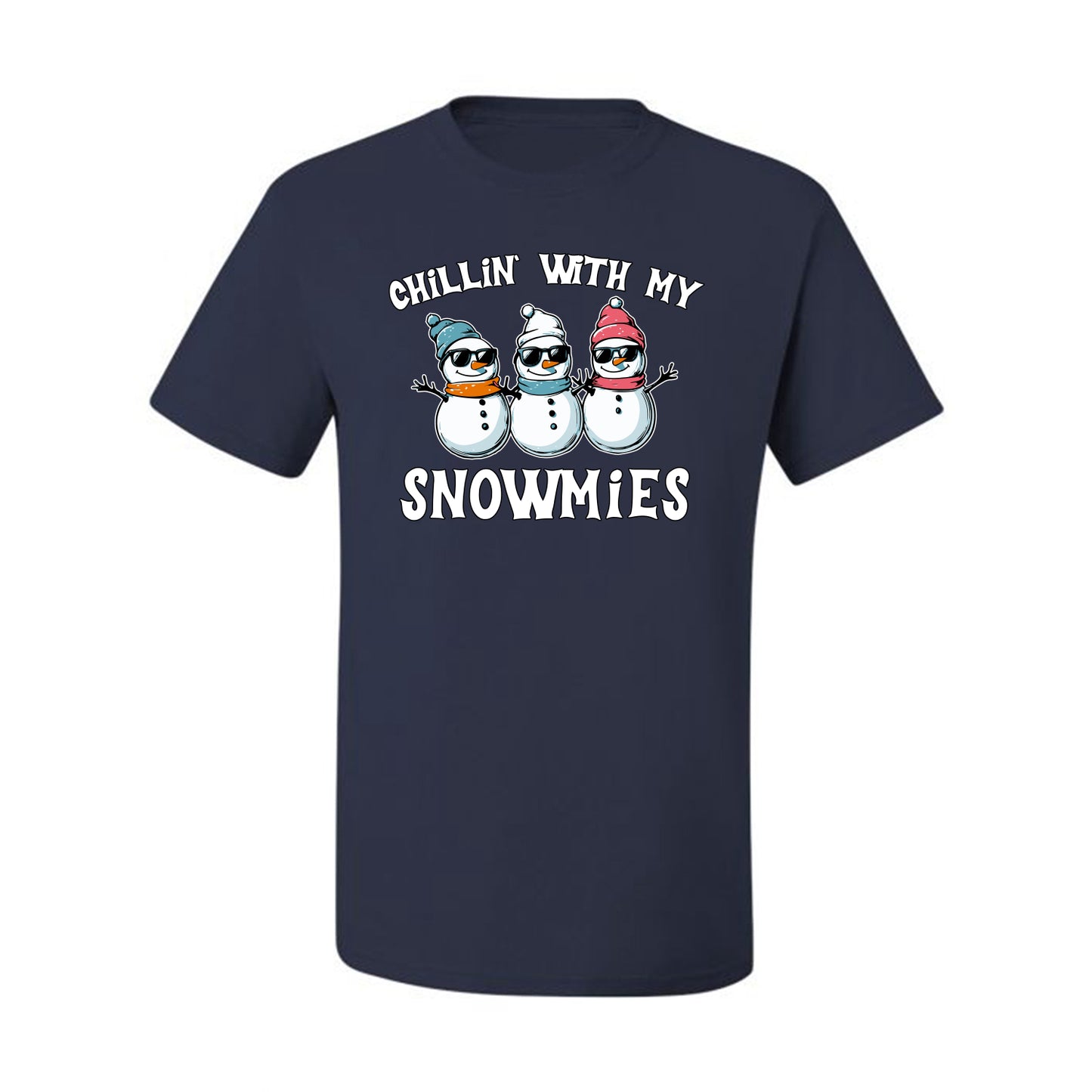 Chillin With My Snowmies, Funny Cute Snow Man Winter Holiday Snowman Homies  Ugly Christmas Men's T-Shirt