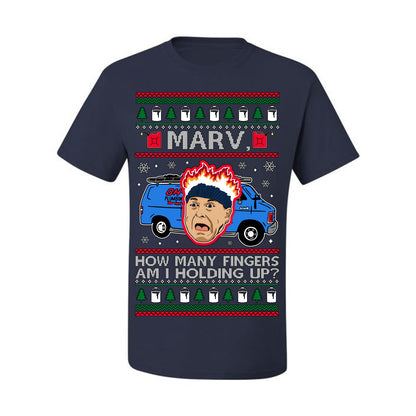 Marv How Many Fingers Am I Holding Up? Funny 90s Chicago Xmas Movie Quote Harry Kevin Fire Plumbing Van Bandits, Ugly Christmas Sweater Ugly Christmas Men's T-Shirt