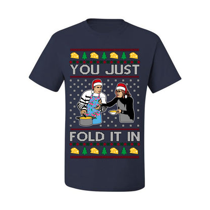 You Just Fold It In, Funny Cooking Enchilada Moira David Schitt's TV Show Sitcom Santa Hat, Ugly Christmas Sweater Ugly Christmas Men's T-Shirt