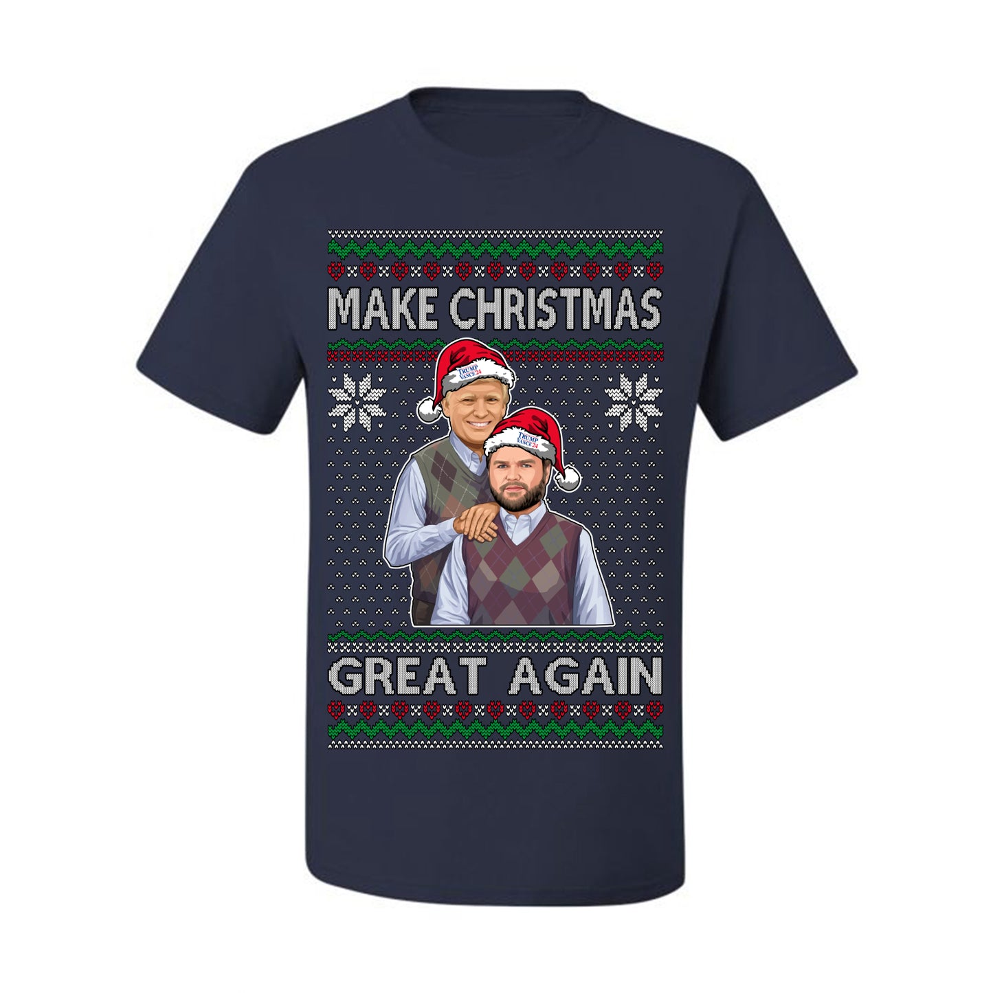 Make Christmas Great Again, MAGA Donald Trump JD Vance 2024, 2000s Comedy Movie Parody, Ugly Christmas Sweater Ugly Christmas Men's T-Shirt