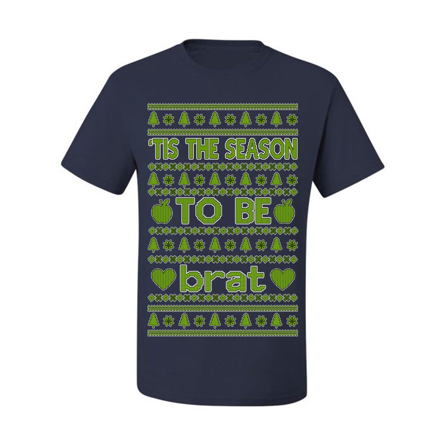 Tis the Season to Be Brat Green Text, Xmas Viral Meme Music Rave Concert Merch, Unisex Ugly Christmas Sweaters for Women Men Ugly Christmas Men's T-Shirt