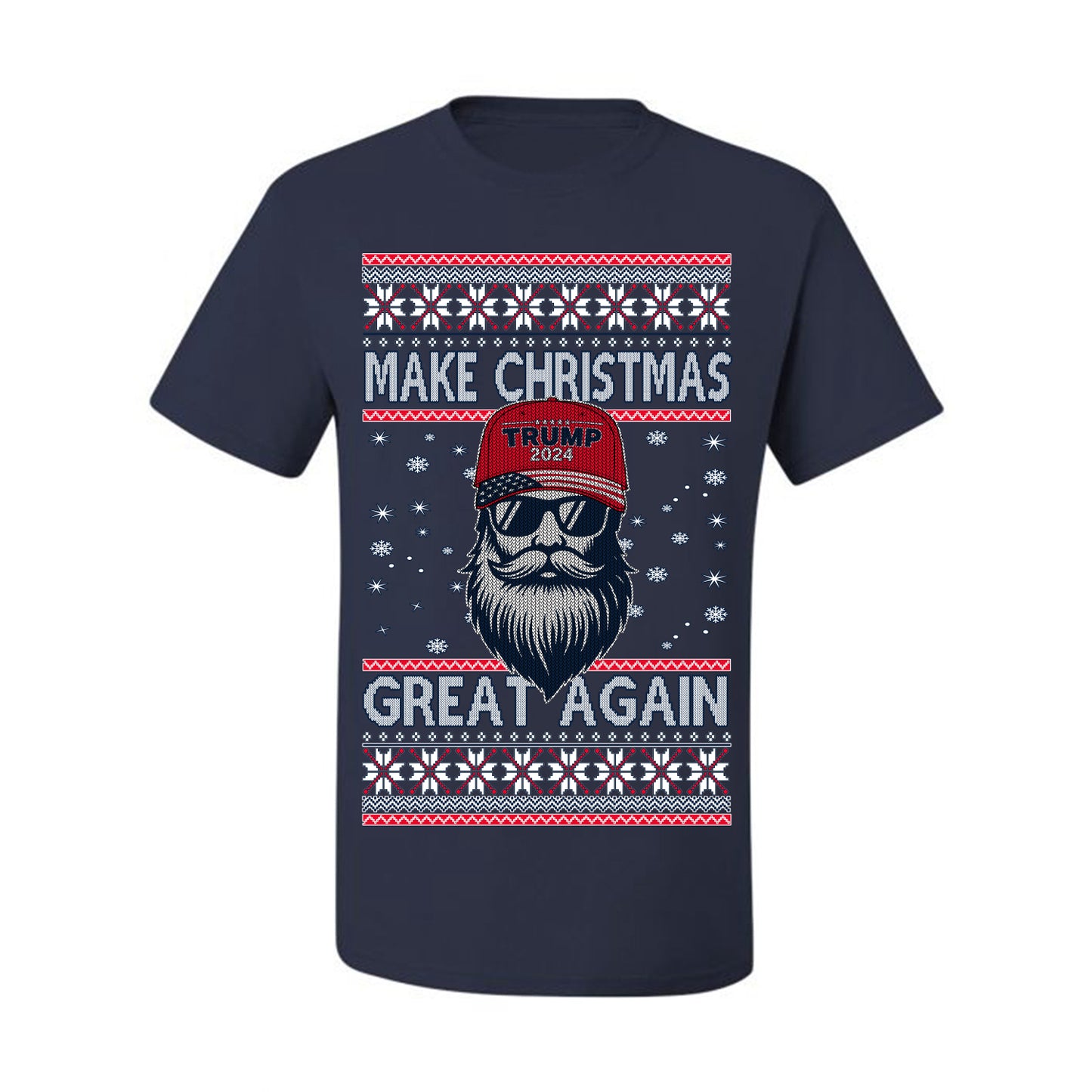 Make Christmas Great Again Trump Santa Claus 2024 MAGA,  Donald Trump JD Vance GOP Republican, Ugly Christmas Sweater Crewneck Sweatshirt Ugly Christmas Men's T-Shirt