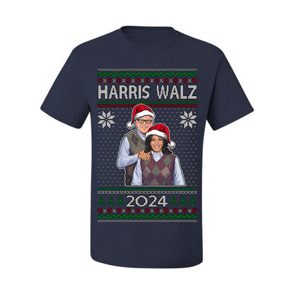 Kamala Harris Tim Walz 2024 Classic Movie Poster, Democrat Political Xmas Ugly Christmas Sweater Crewneck Sweatshirt Ugly Christmas Men's T-Shirt
