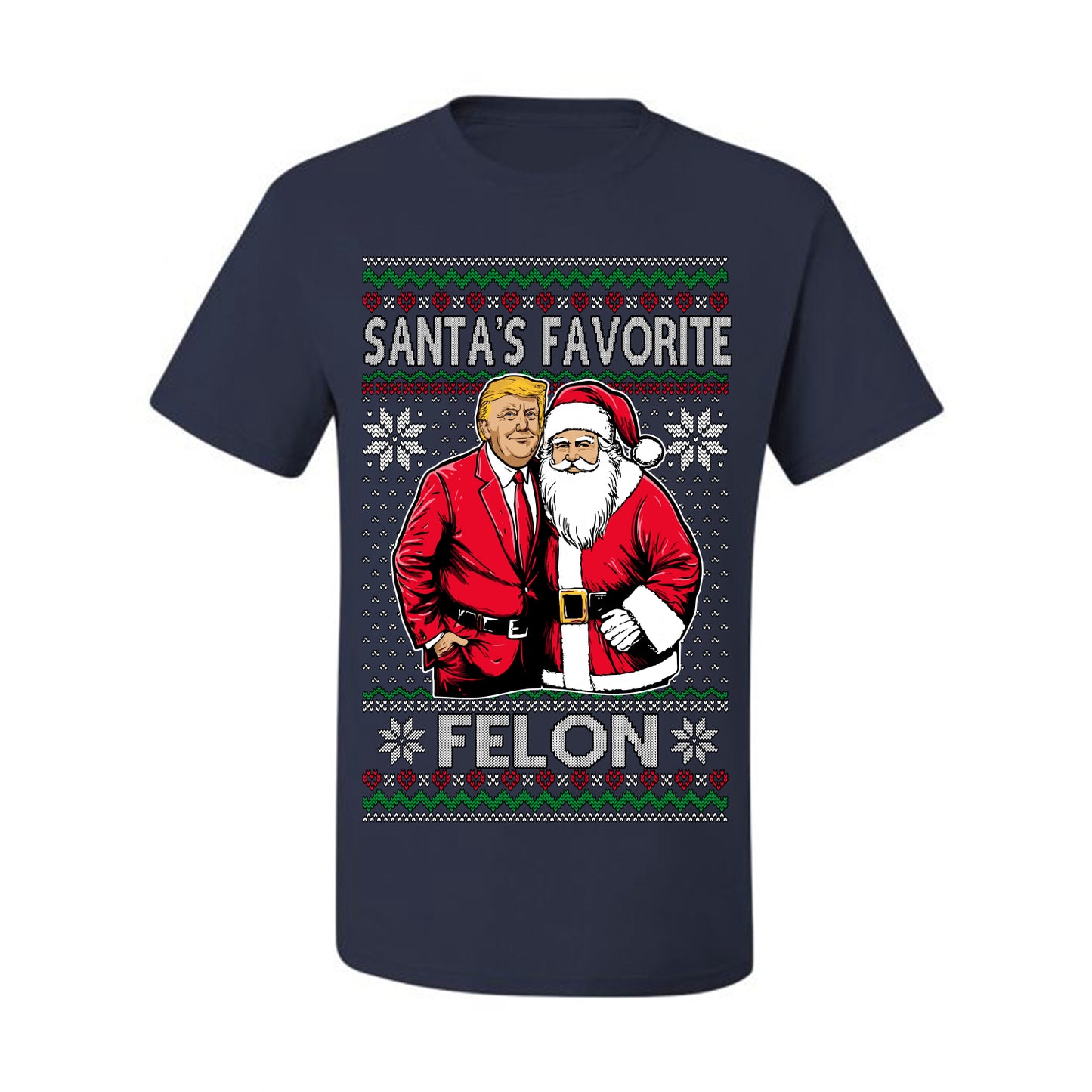 Santa's Favorite Felo,n Funny Donald Trump JD Vance 2024 MAGA Make America Great Again Xmas Santa Claus Funny Sweaters Gift Merch for Republicans, Ugly Christmas Sweater Ugly Christmas Men's T-Shirt