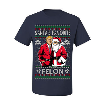 Santa's Favorite Felo,n Funny Donald Trump JD Vance 2024 MAGA Make America Great Again Xmas Santa Claus Funny Sweaters Gift Merch for Republicans, Ugly Christmas Sweater Ugly Christmas Men's T-Shirt