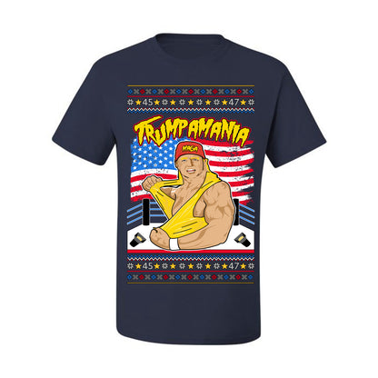 Trumpamania Funny Hogan 80s USA Wrestling Sports Parody, Donald Trump Vance 2024 Wrestler MAGA Make America Great Again, Ugly Christmas Sweater Ugly Christmas Men's T-Shirt