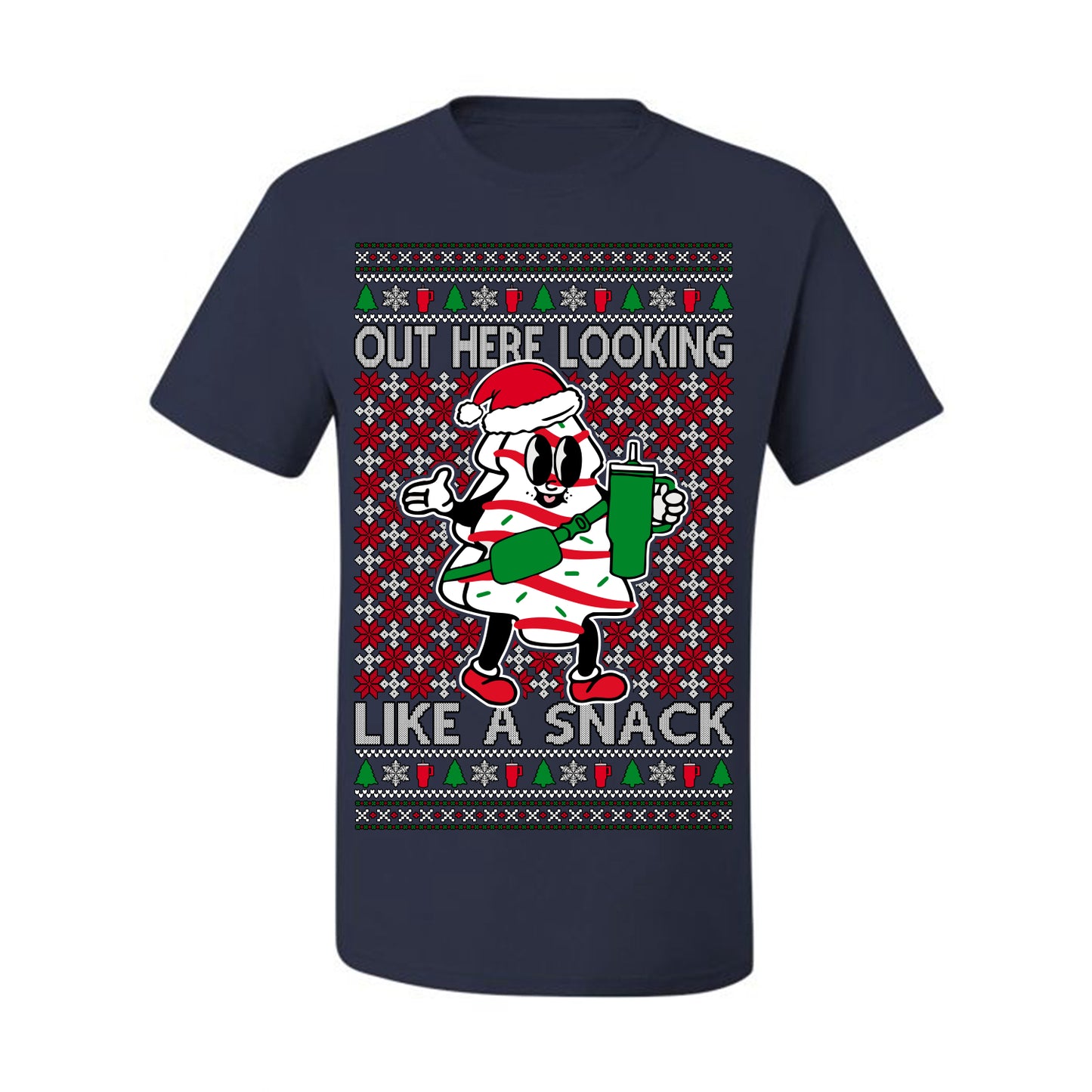 Out Here Looking Like a Snack, Funny Cute White Chocolate Sprinkles Holiday Trendy Millennial Christmas Cookie Ugly Christmas Sweater Ugly Christmas Men's T-Shirt