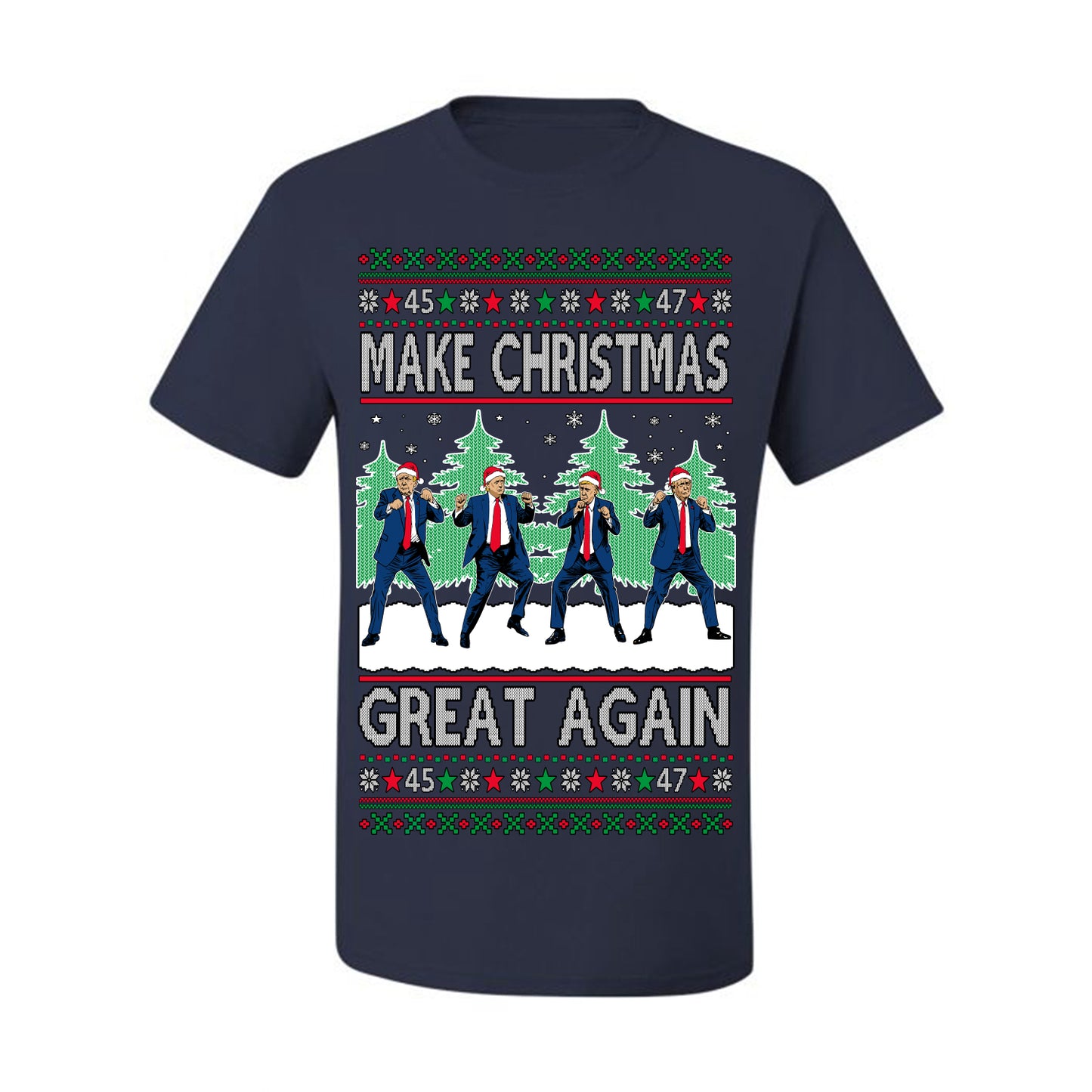 Make Christmas Great Again Shimmy Dance USA President Ugly Christmas Sweater Ugly Christmas Men's T-Shirt