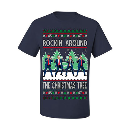 Rocking Around the Christmas Tree Trump Shimmy Dance Ugly Christmas Sweater Ugly Christmas Men's T-Shirt