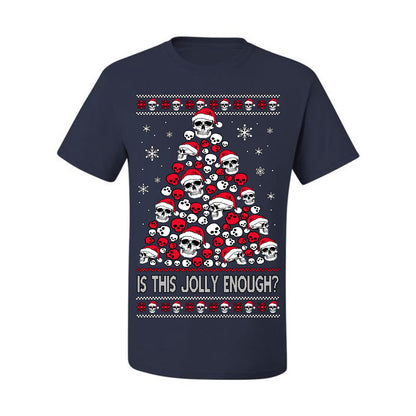 Is This Jolly Enough? Skeleton Halloween Xmas Skull Christmas Tree Ugly Christmas Sweater Ugly Christmas Men's T-Shirt
