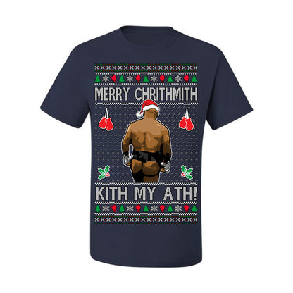 Merry Chrithmith Kith My Ath, Mike Tyson Butt Viral Kiss My Ass Boxing Fight Meme, Men Women Funny Ugly Christmas Sweater Ugly Christmas Men's T-Shirt