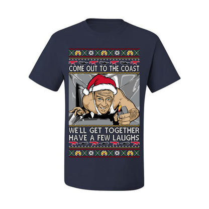 Come Out to the Coast Have a Few Laughs, Funny Die Hard Movie Scene Vent Lighter Quote McClane Nakatomi Plaza Xmas Party, Ugly Christmas Sweater Ugly Christmas Men's T-Shirt