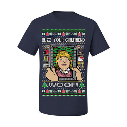 Buzz Your Girlfriend Woof, Funny 90s Chicago Xmas Movie Alone Kevin, Ugly Christmas Sweater Ugly Christmas Men's T-Shirt