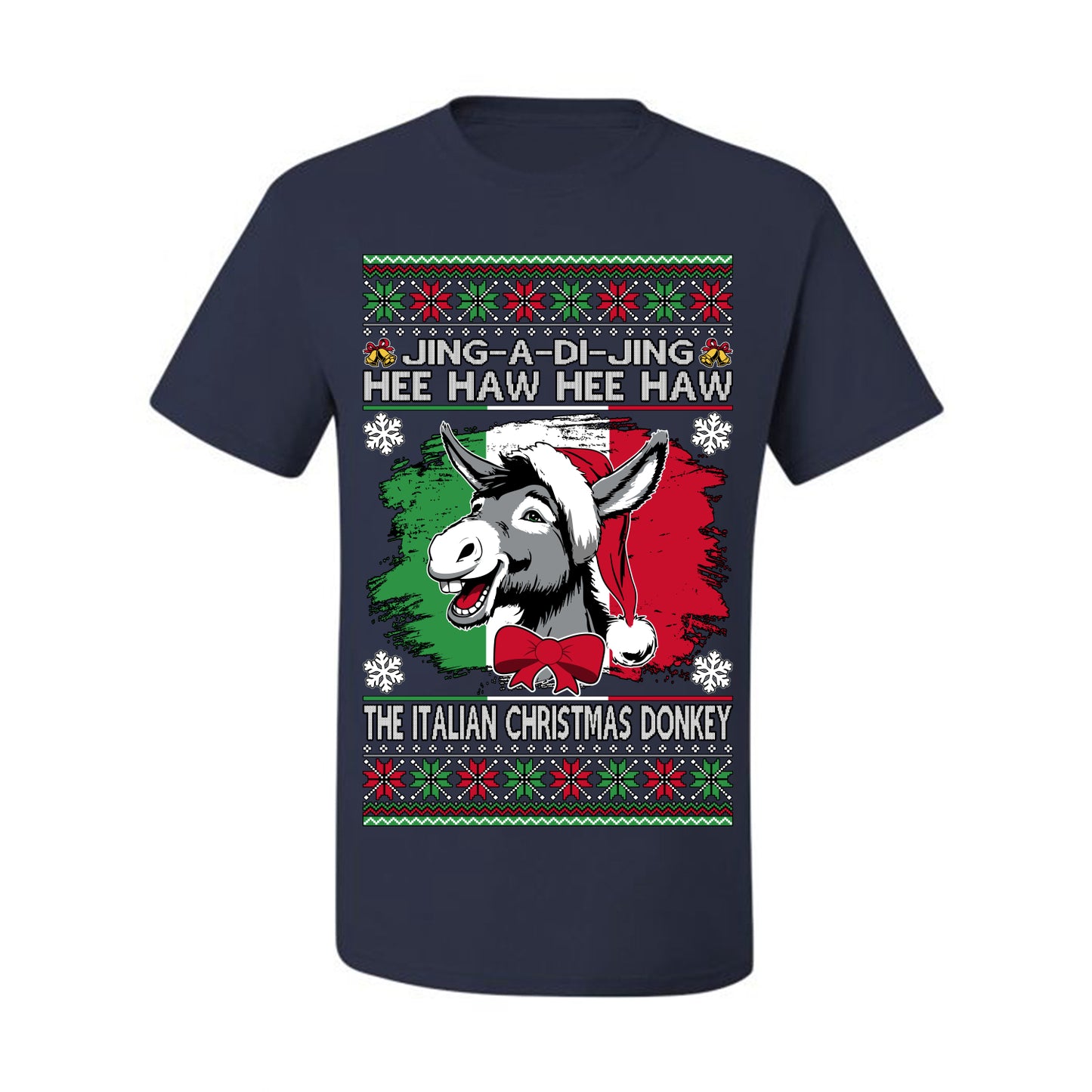 Jing a Di Jing Dominick the Italian Christmas Donkey, Classic New York Brooklyn Xmas Song Lyrics, Ugly Christmas Sweater Ugly Christmas Men's T-Shirt
