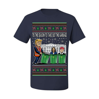Tis the Season to Take Out the Garbage President Trump, 47th USA President of the United States, Gift for Republicans Conservatives Ugly Christmas Sweater Ugly Christmas Men's T-Shirt