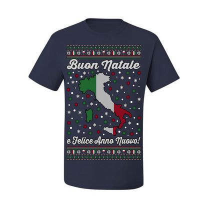 Buon Natale e Felice Anno Nuovo! Merry Christmas and Happy New Year, Funny Classic Italy Peninsula Italian Ugly Christmas Sweater Ugly Christmas Men's T-Shirt